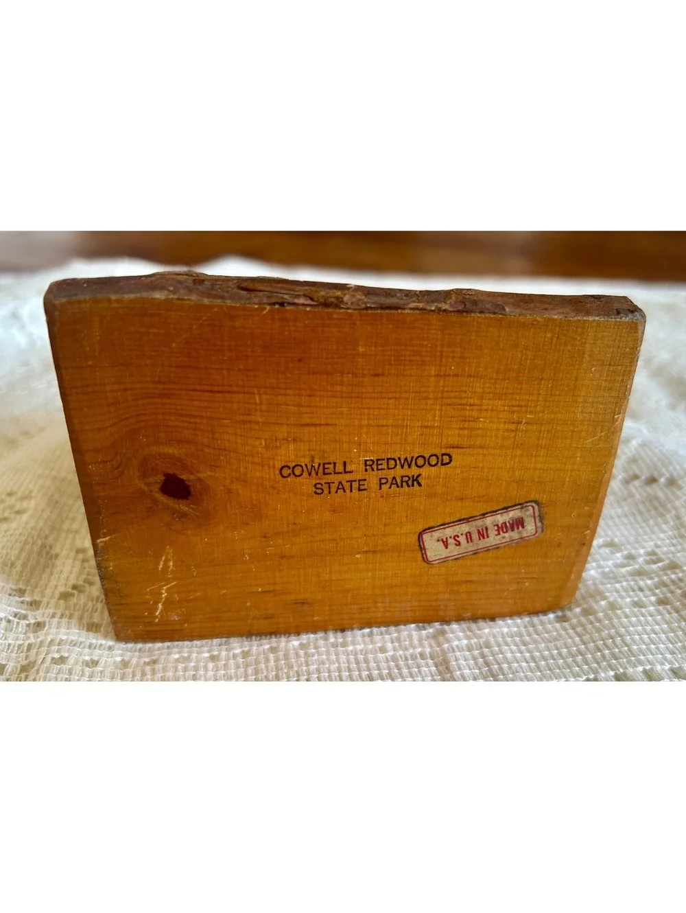 Vintage Cowell Redwood State Park Wooden Bill Holder